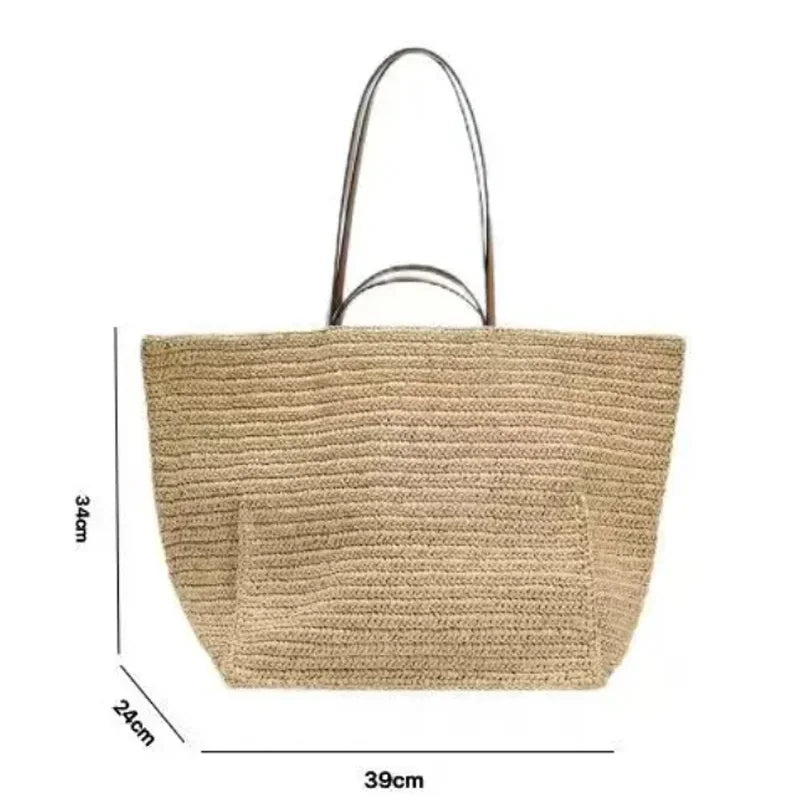 Woven Double-Handle Tote Bag