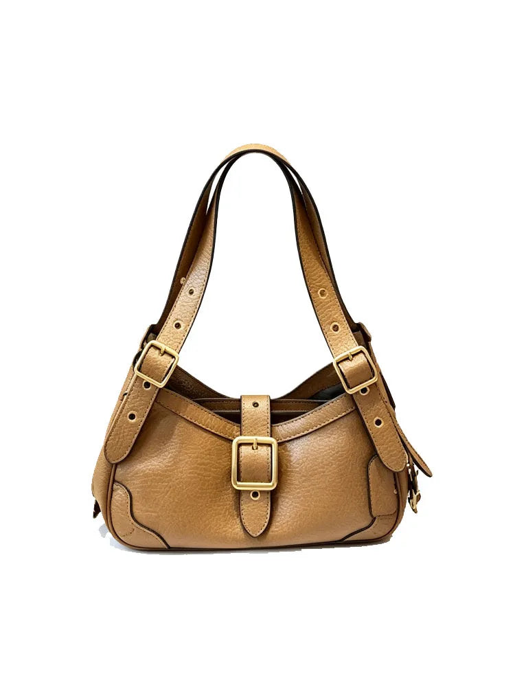 Buckled Crescent Shoulder Bag