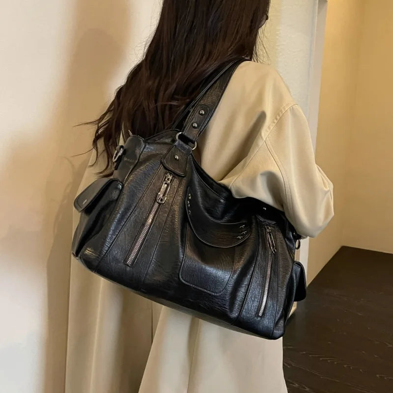 Zip-Pocket Shoulder Bag
