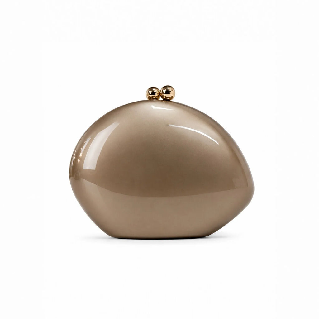 Glossy Rounded Kiss-Lock Clutch