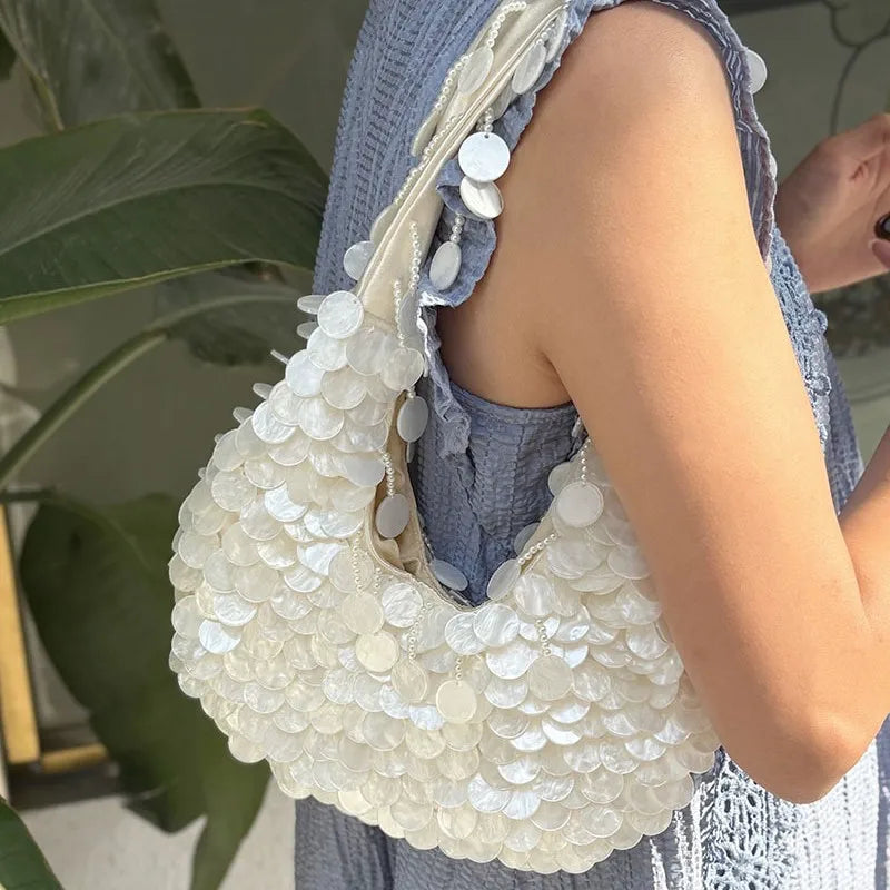 Disc-Embellished Shoulder Bag