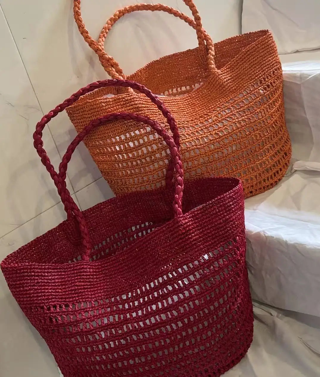 Openwork Woven Shoulder Tote