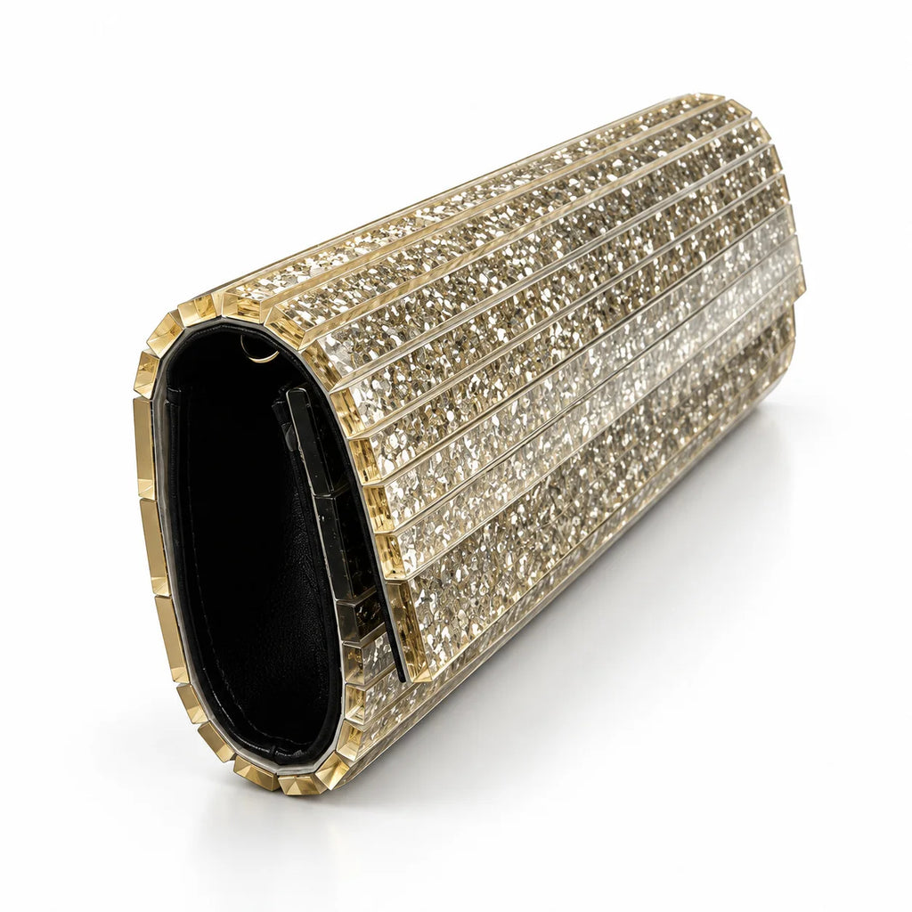 Glitter Striped Box Clutch