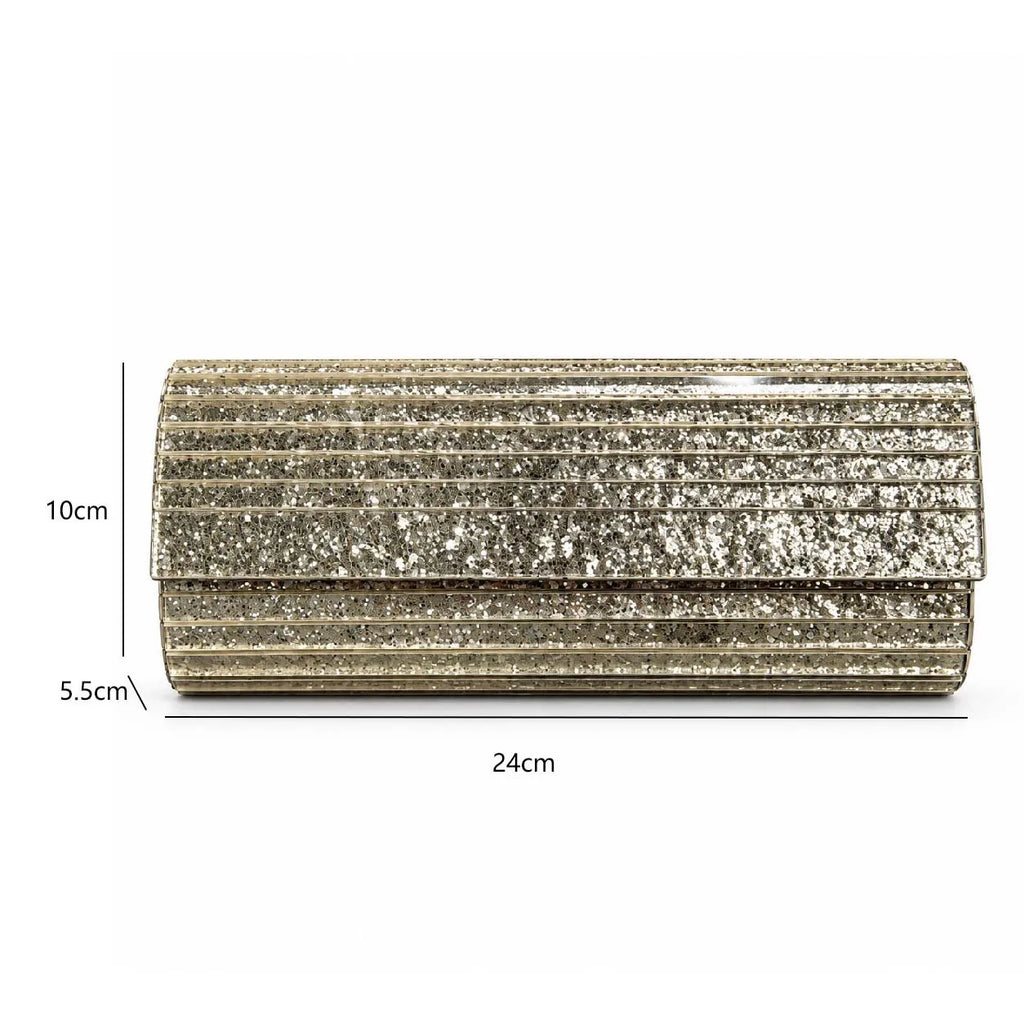 Glitter Striped Box Clutch