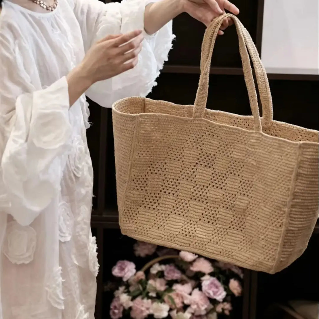 Wide Woven Tote Bag