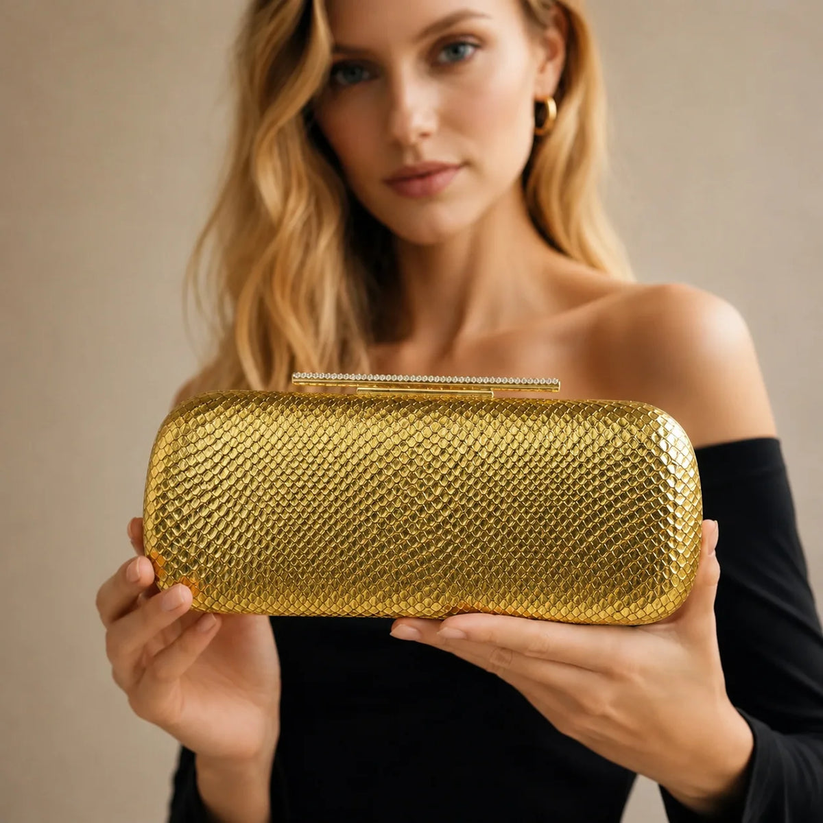 Textured Box Evening Clutch