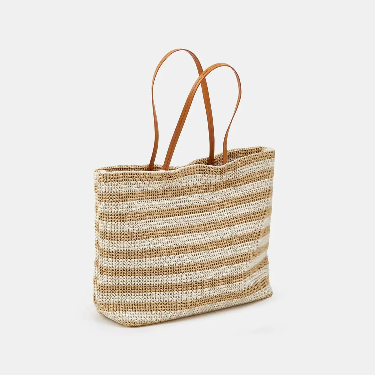 Striped Woven Tote Bag