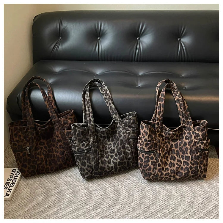 Leopard-Print Pocket Tote Bag