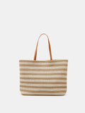 Striped Woven Tote Bag