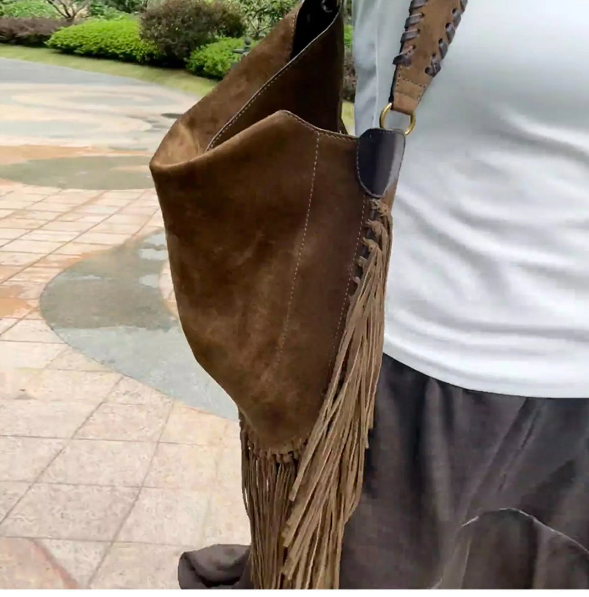 Fringe Crescent Shoulder Bag