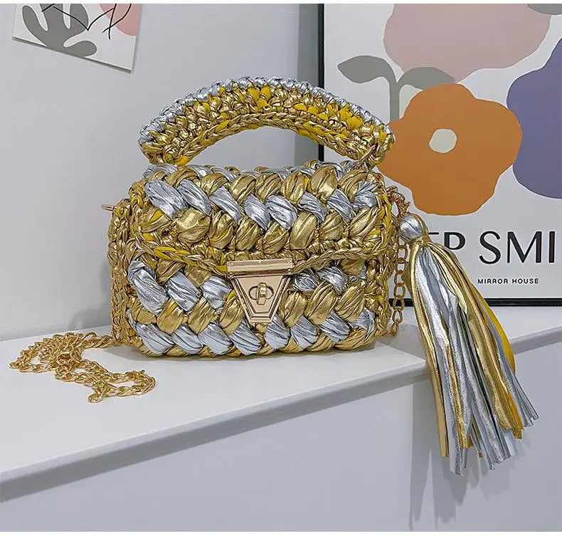 Metallic Woven Handbag