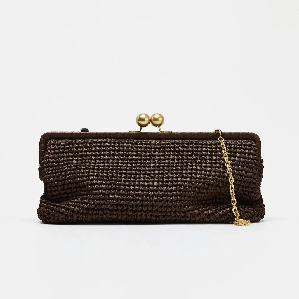 Woven Kiss-Lock Clutch