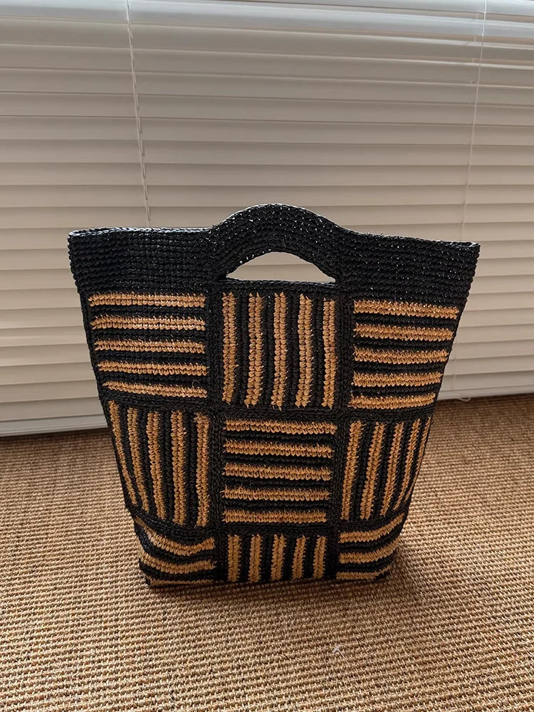 Geometric Woven Tote Bag