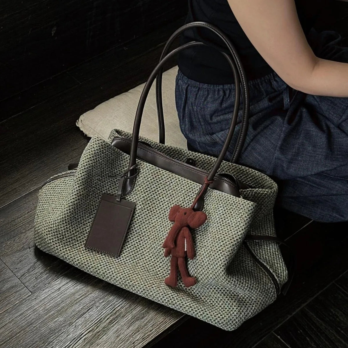 Textured Shoulder Tote Bag