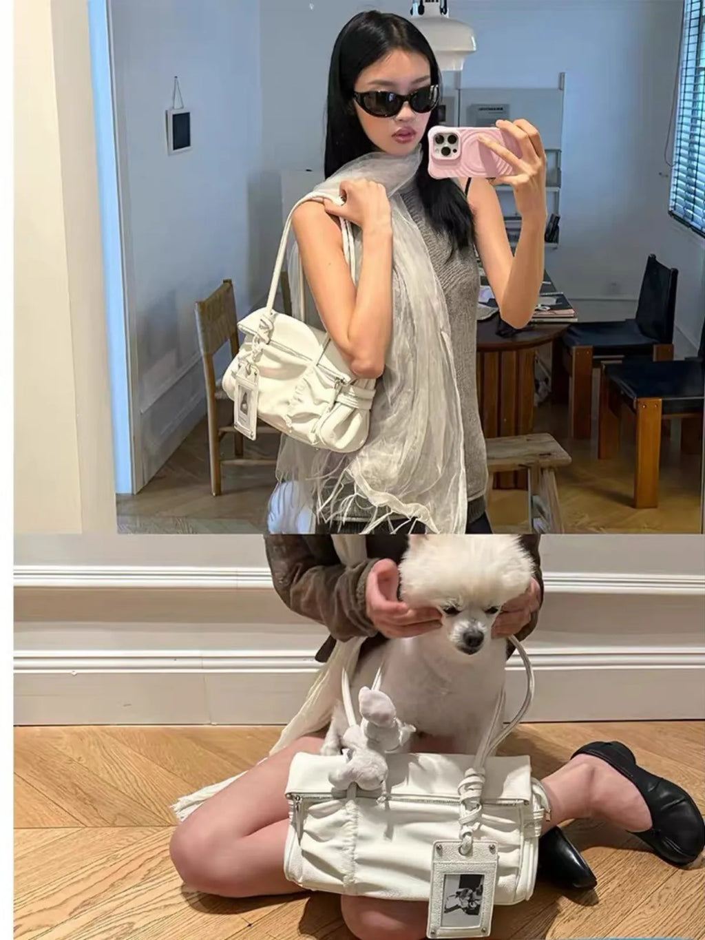 Ruched Pocket Shoulder Bag
