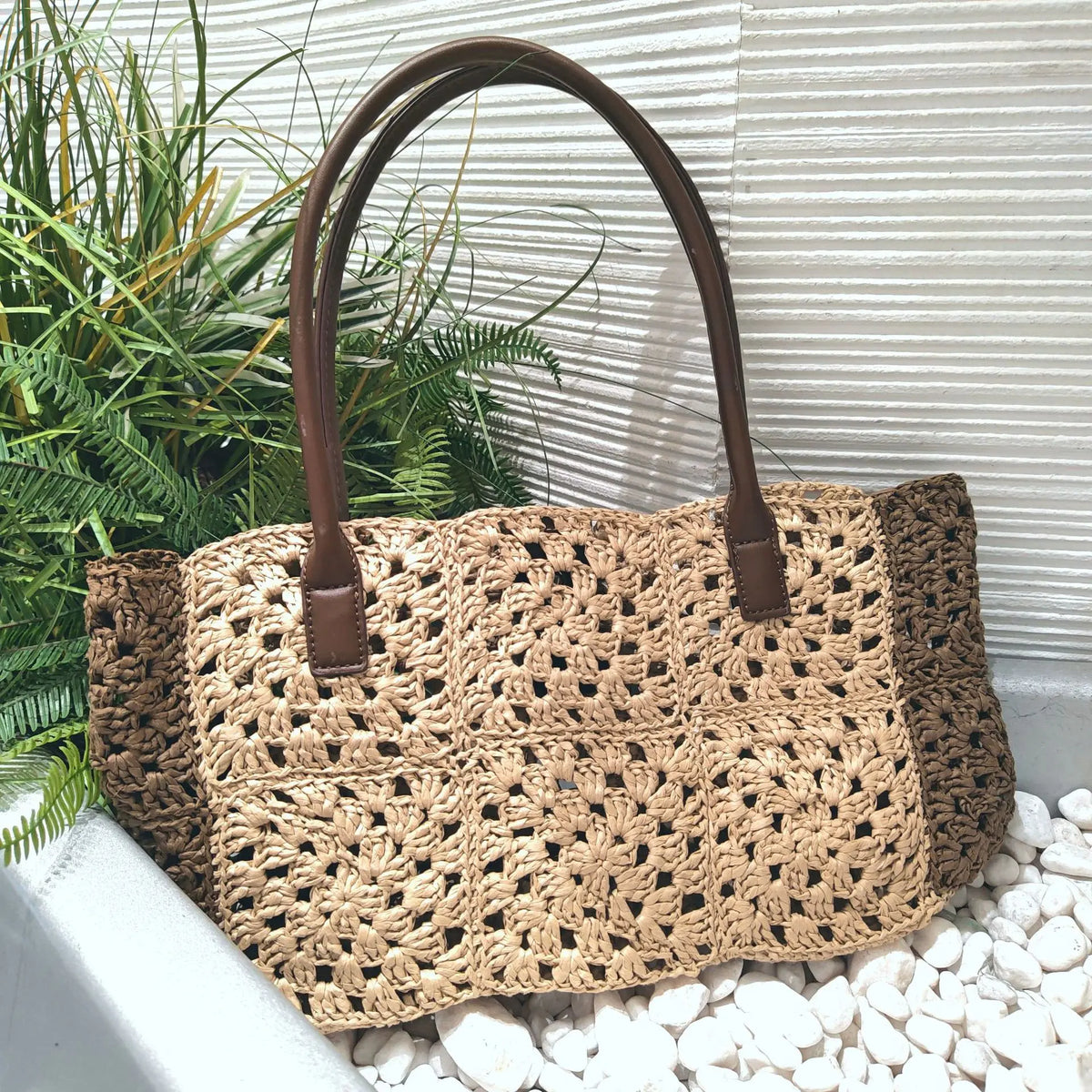 Openwork Woven Handbag