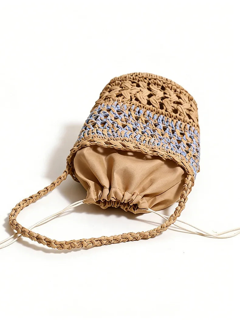Openwork Woven Bucket Bag