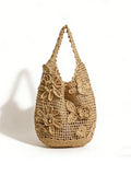 Floral Openwork Woven Tote