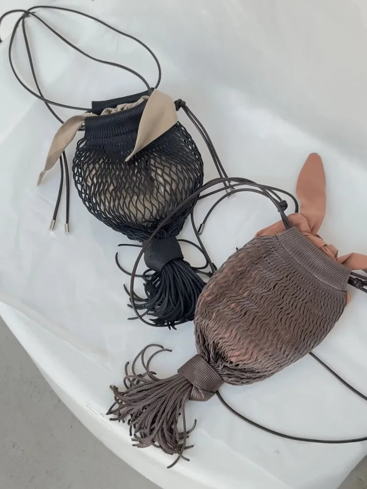 Mesh Tassel Crossbody Bag