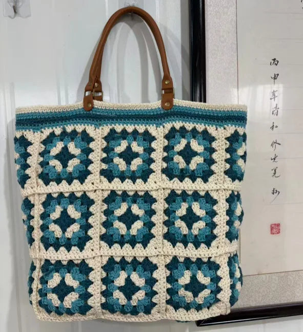 Geometric Woven Tote Bag
