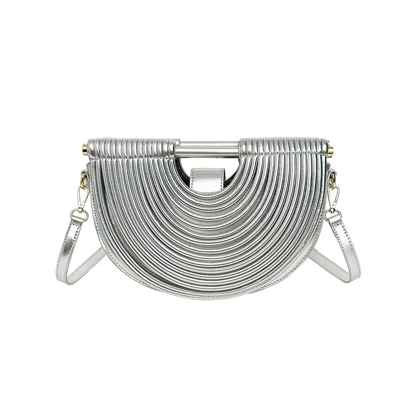 Ribbed Half-Moon Clutch Bag