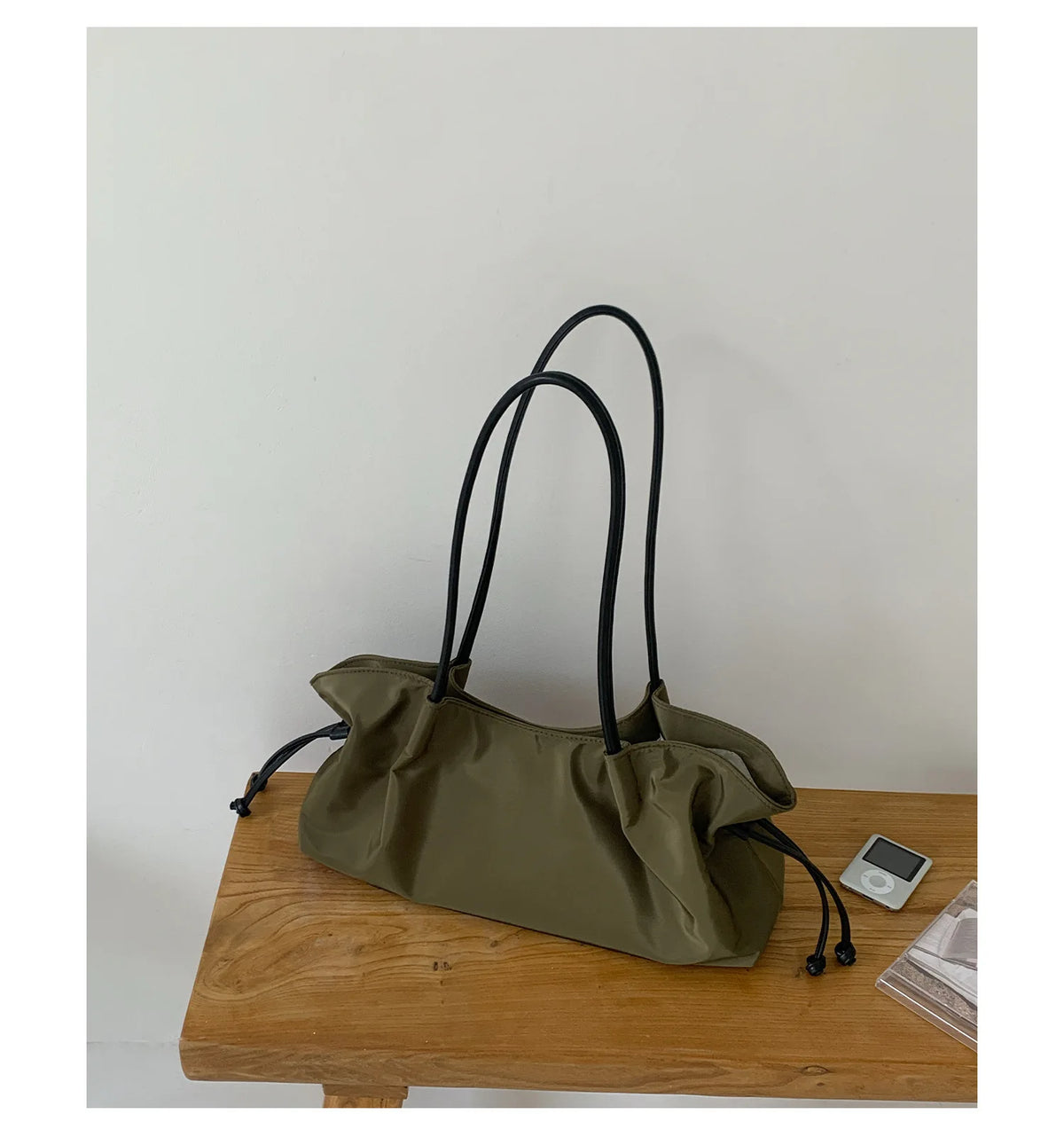 Drawstring Slouchy Shoulder Bag
