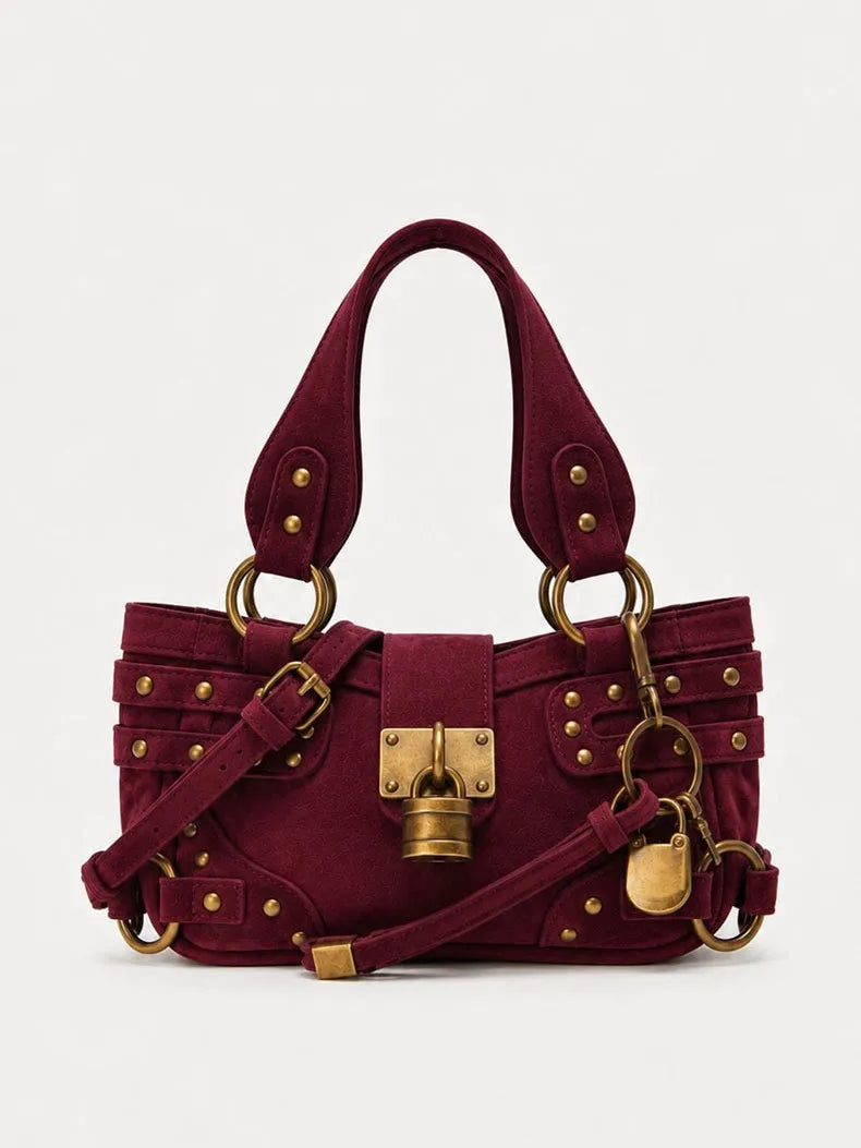 Studded Lock Top-Handle Bag