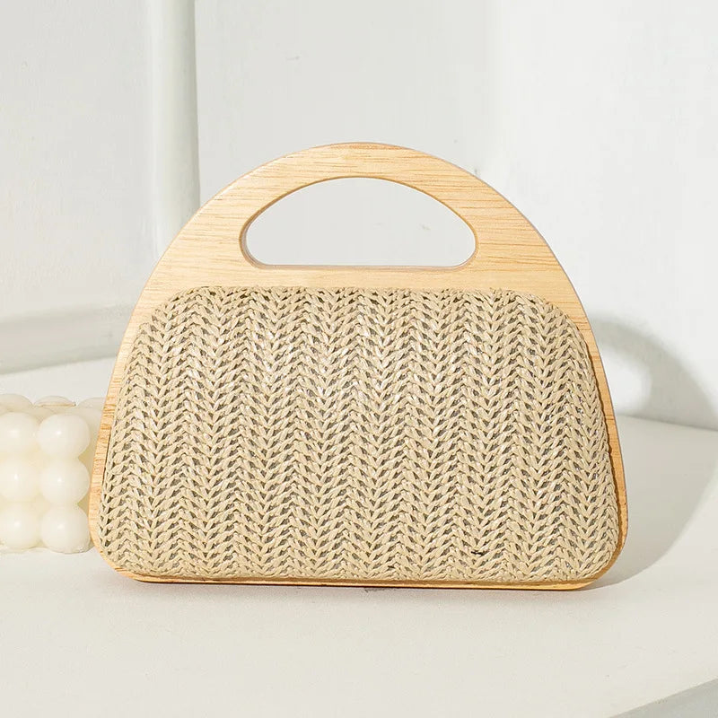 Cutout-Handle Woven Clutch