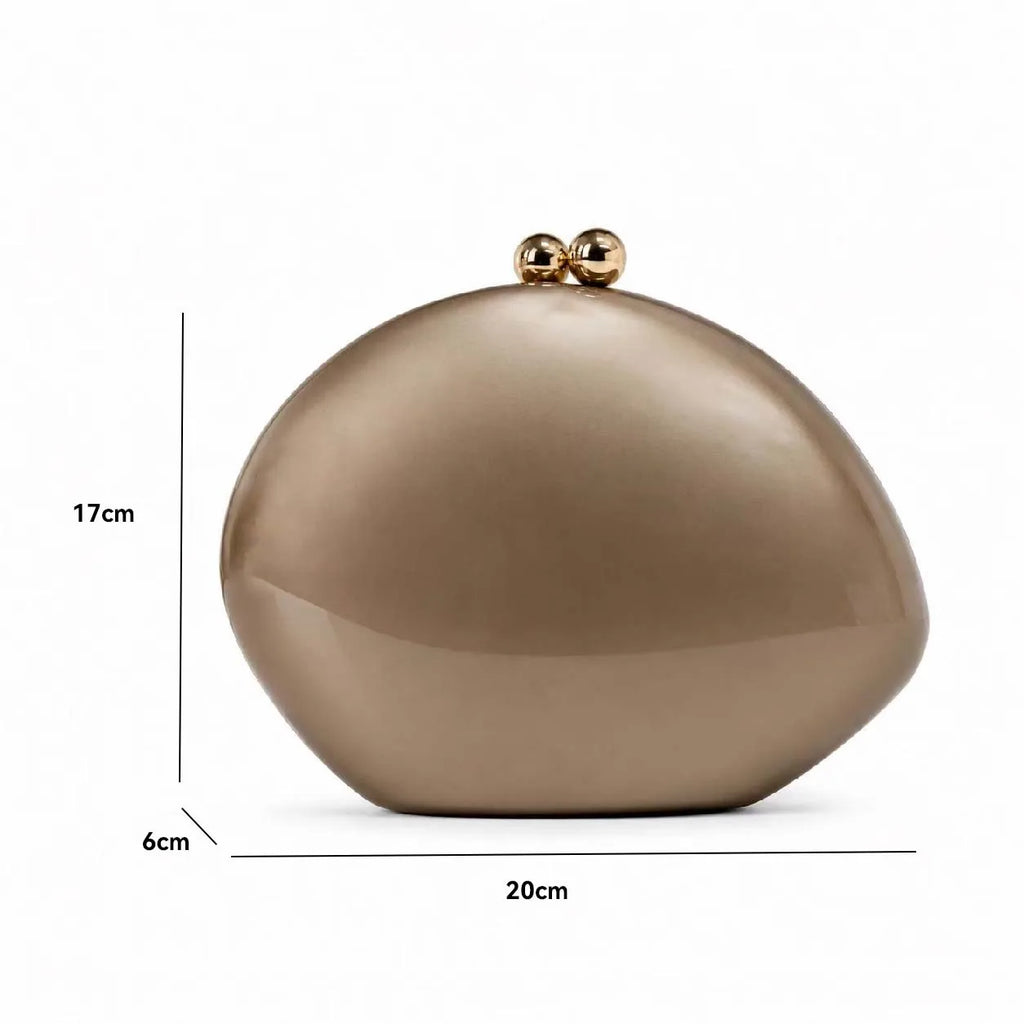Glossy Rounded Kiss-Lock Clutch