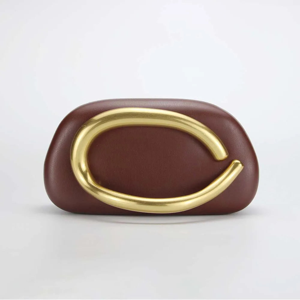 Oval-Accent Evening Clutch