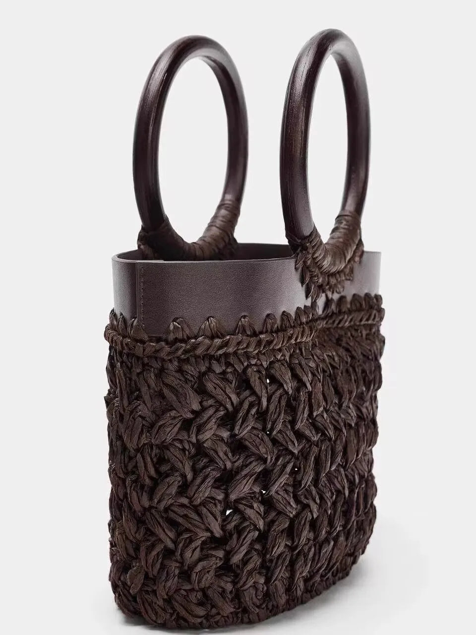 Round-Handle Openwork Tote Bag
