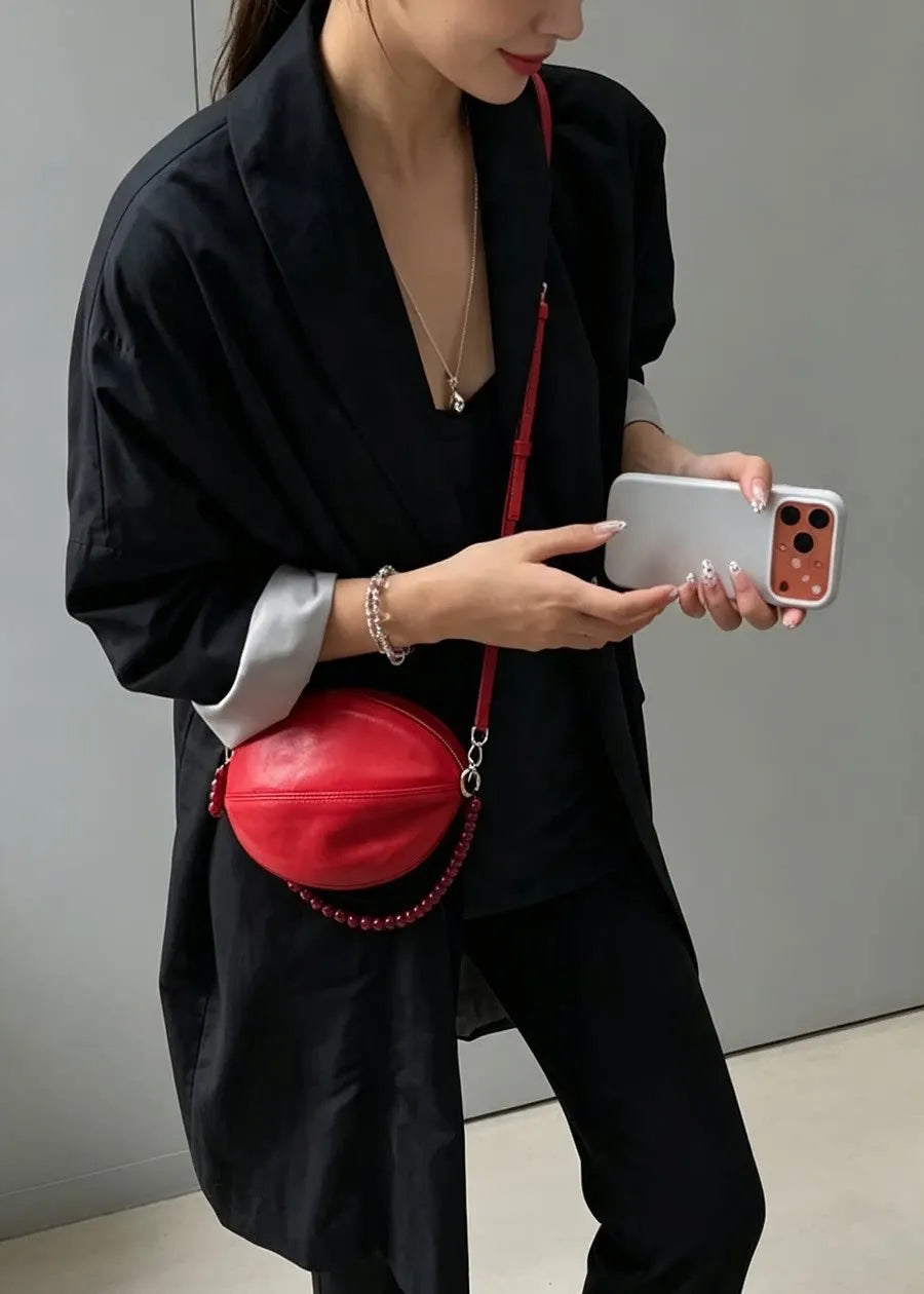 Beaded-Strap Oval Crossbody Bag