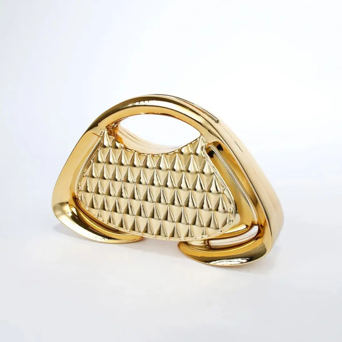 Metallic Geometric Top-Handle Clutch