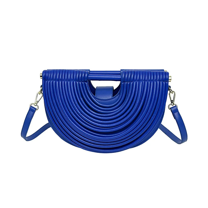 Ribbed Half-Moon Clutch Bag