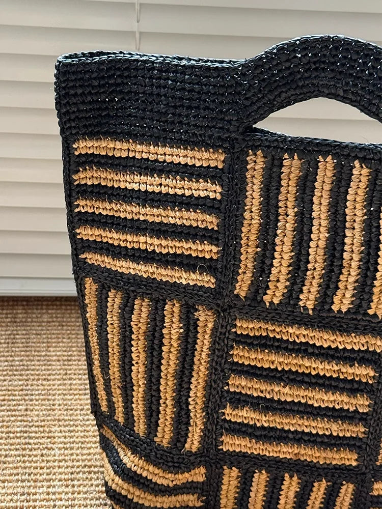 Geometric Woven Tote Bag