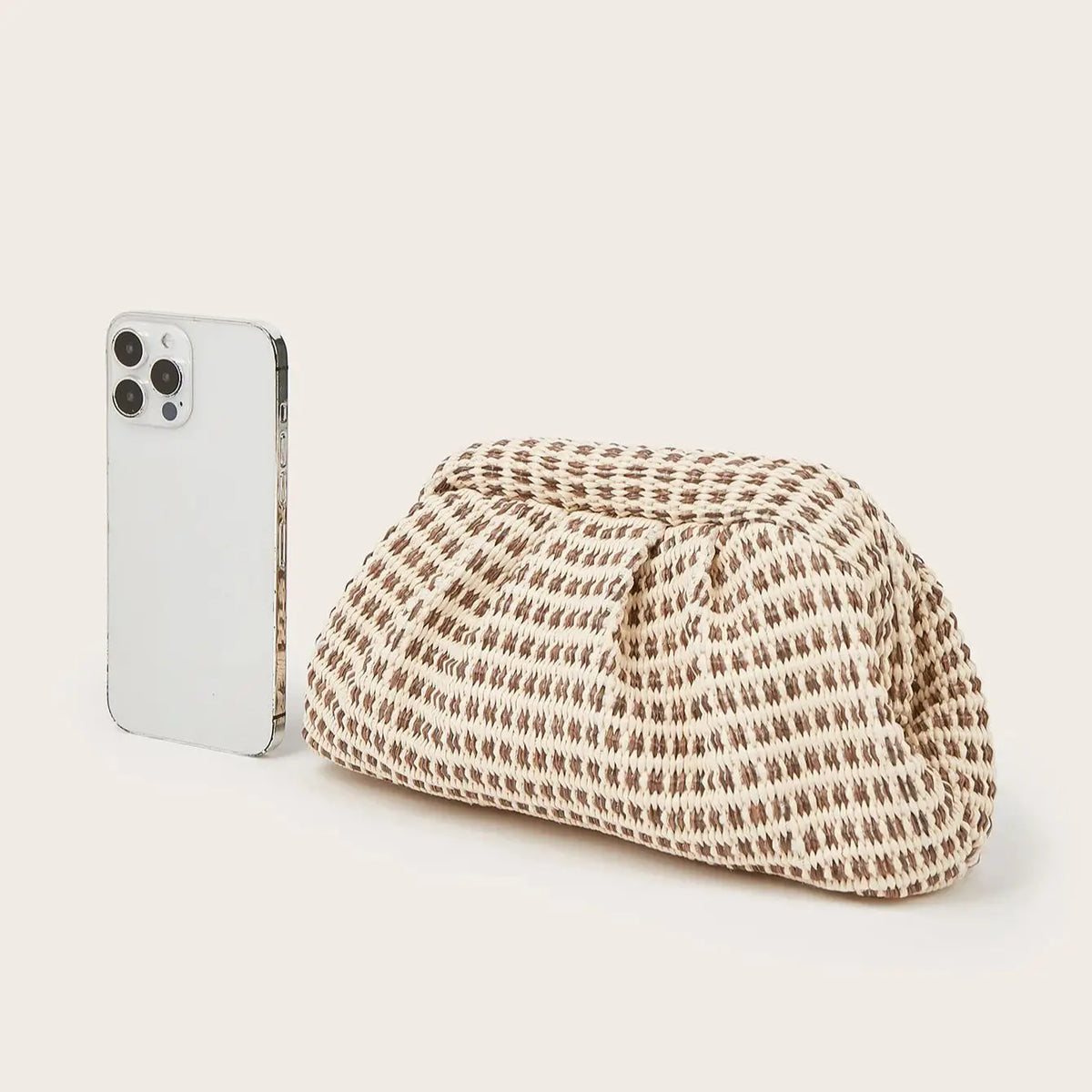 Openwork Woven Pouch Bag