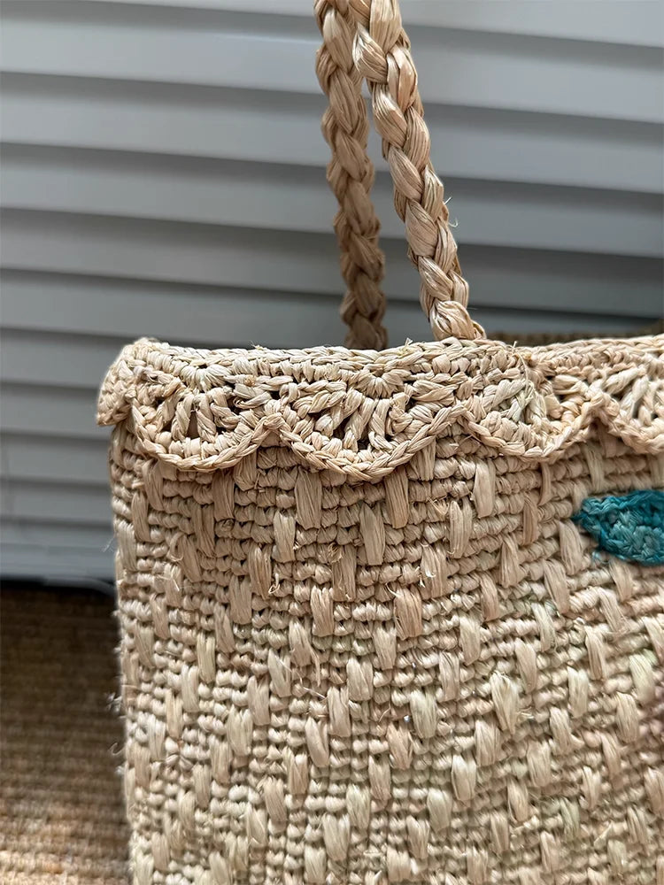 Cherry Applique Woven Tote