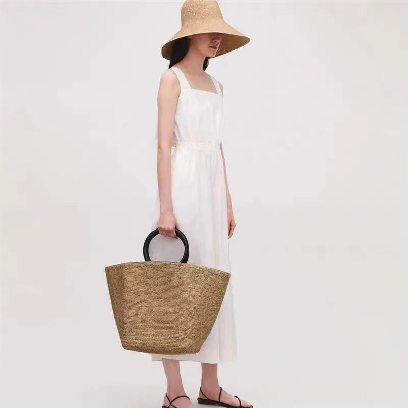Woven Ring-Handle Tote Bag