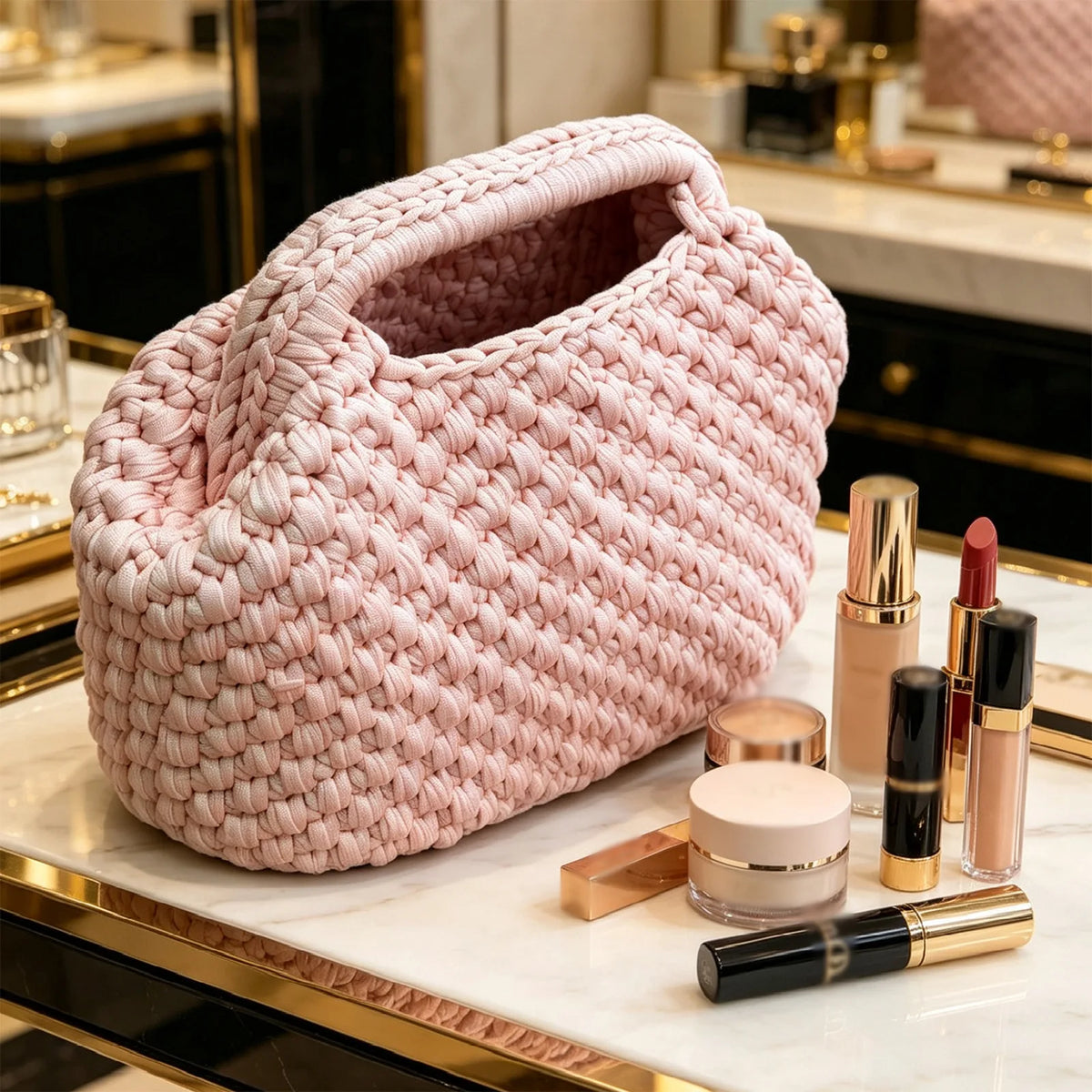 Chunky-Woven Top-Handle Bag