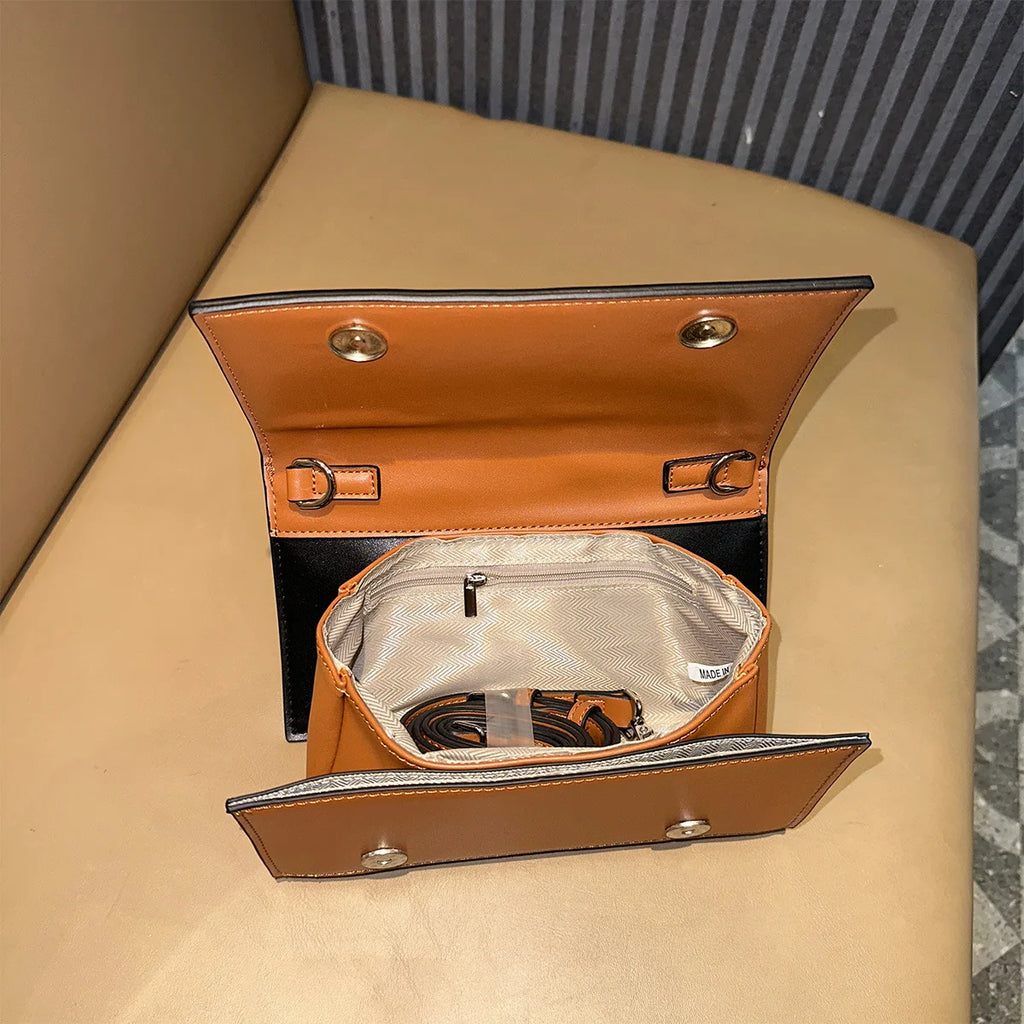 Triangular-Handle Structured Handbag
