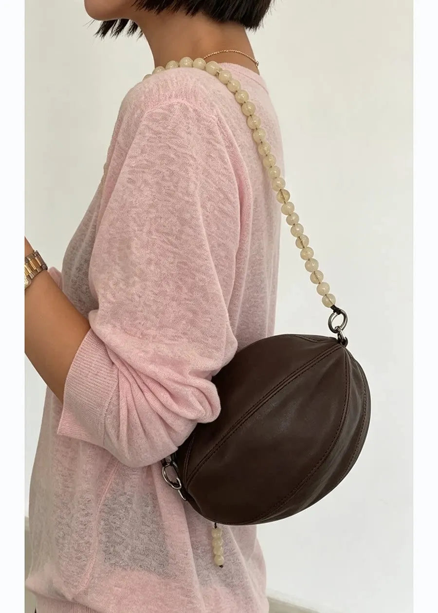 Beaded-Strap Oval Crossbody Bag