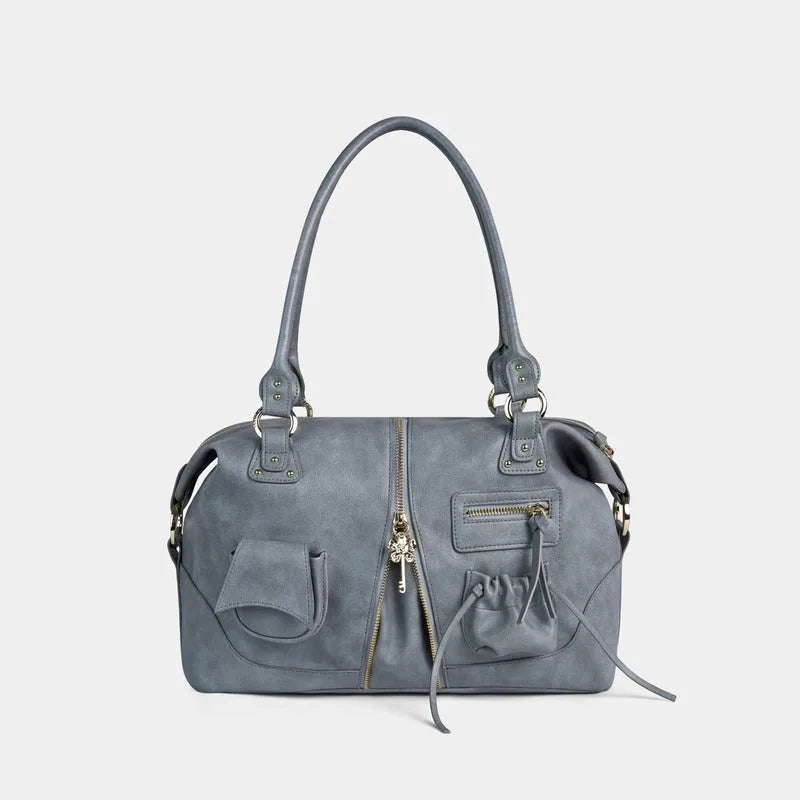 Double-Handle Pocket Shoulder Bag