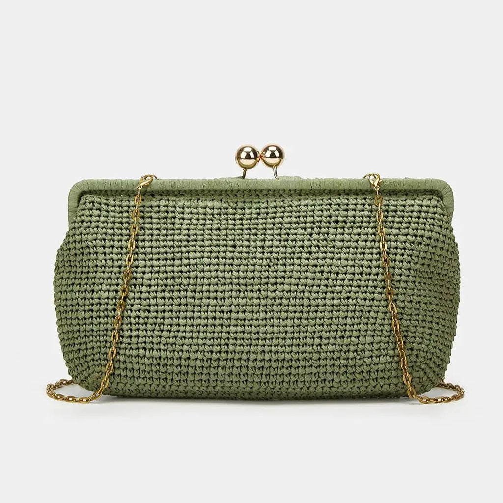 Woven Kiss-Lock Chain Bag