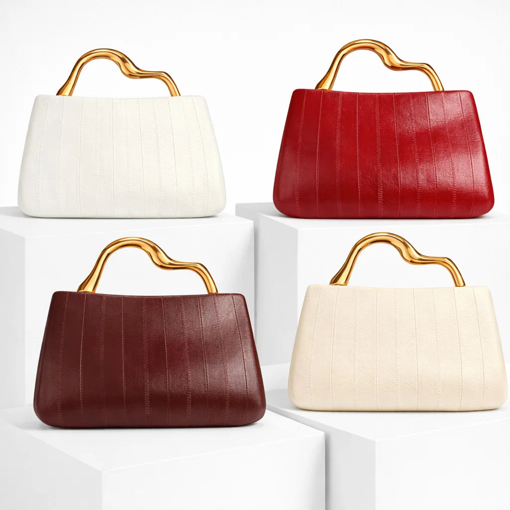 Wave-Handle Top-Handle Bag