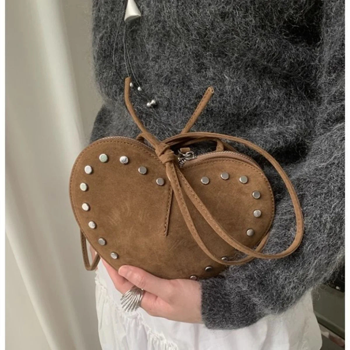 Studded Heart Crossbody Bag