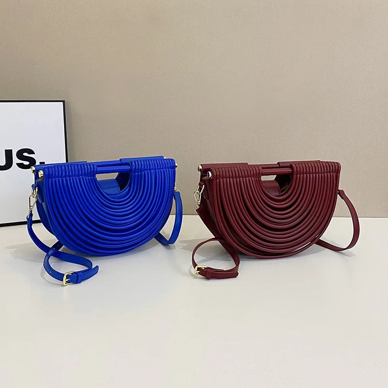 Ribbed Half-Moon Clutch Bag