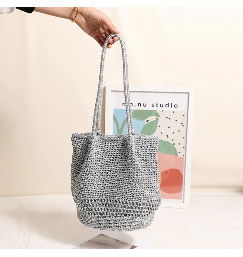 Woven Bucket Shoulder Bag
