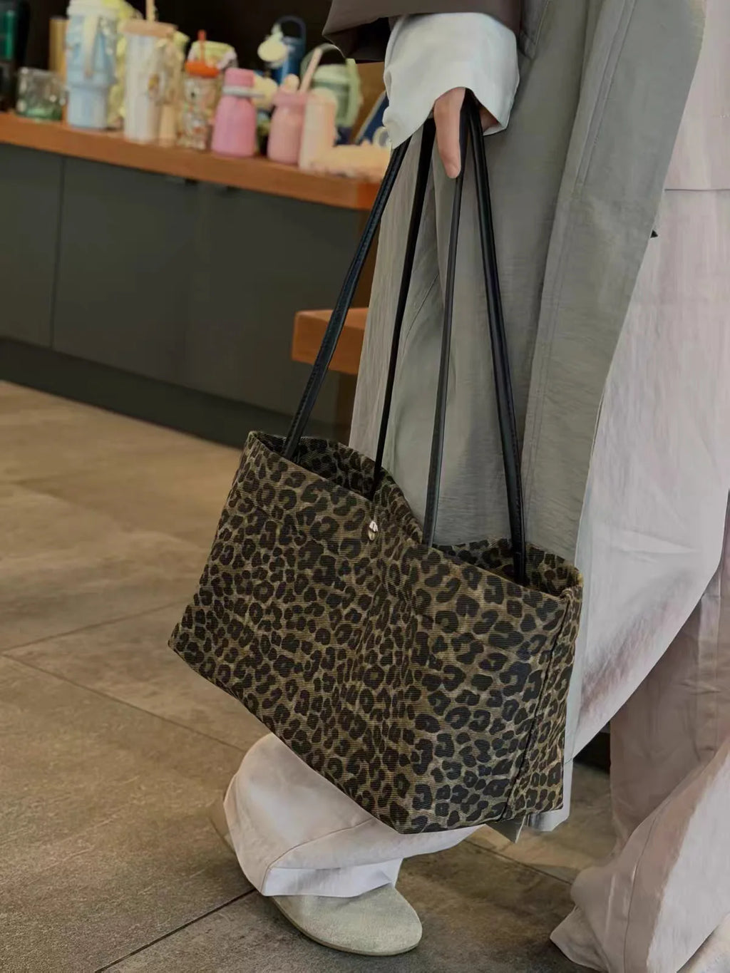 Leopard-Print Shoulder Tote