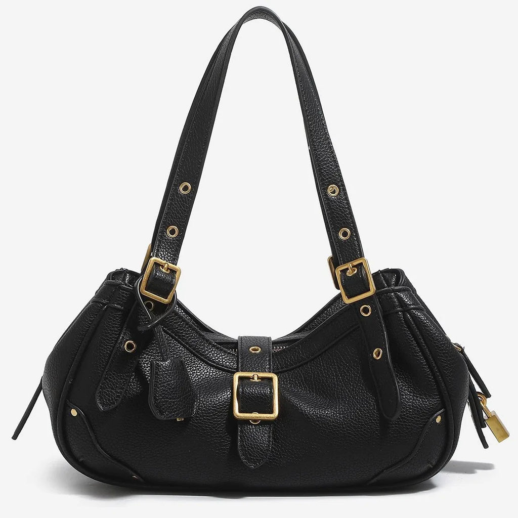 Buckled Crescent Shoulder Bag