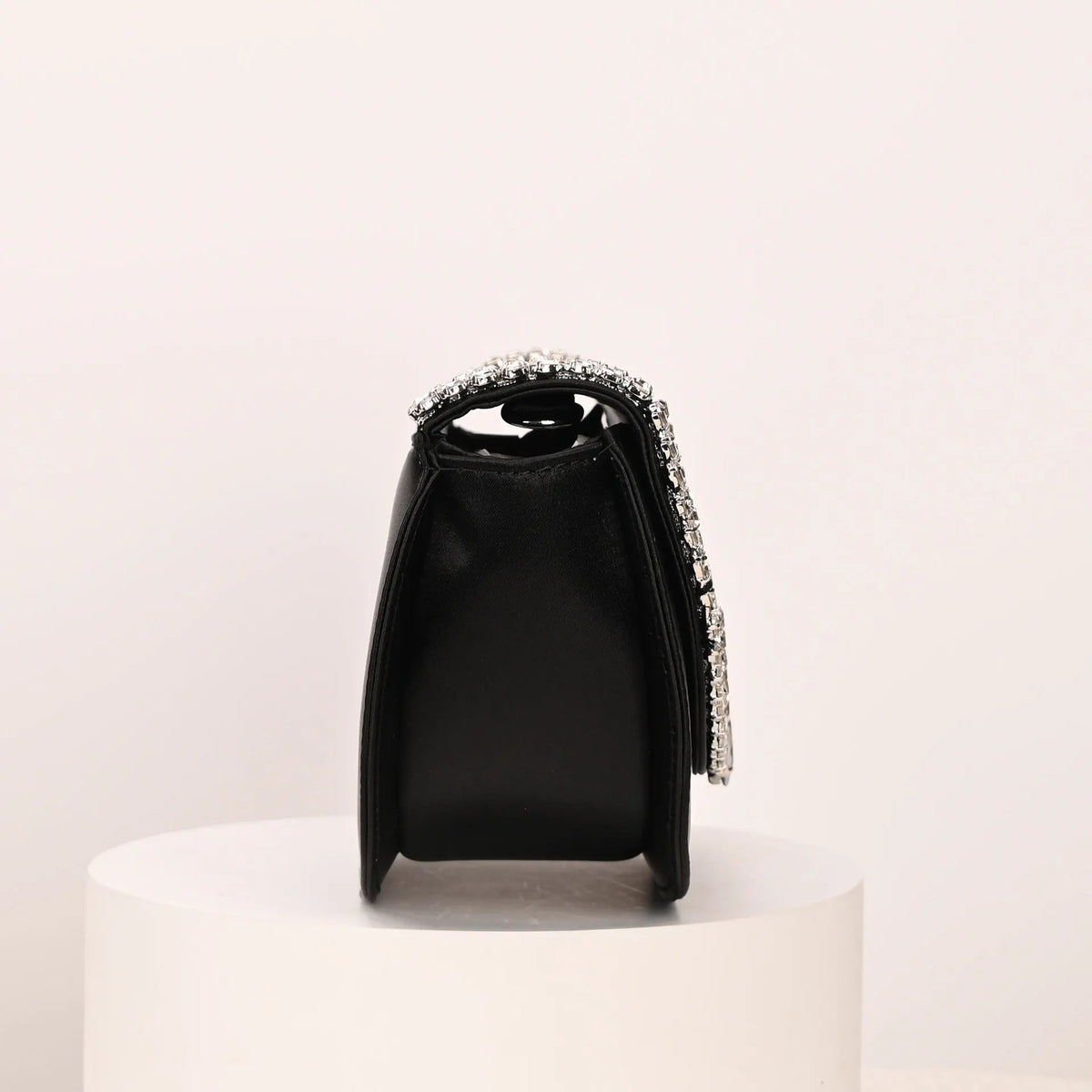 Sparkling-Trim Flap Clutch Bag